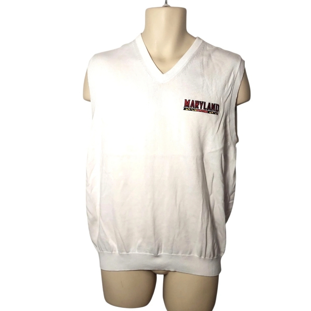 Maryland Terrapins Mens Vest Size Small 100% Pima Cotton Oxford Golf New